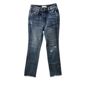 Flying Monkey Ultra High Rise Straight Jeans – Distressed Medium Wash – Size 24